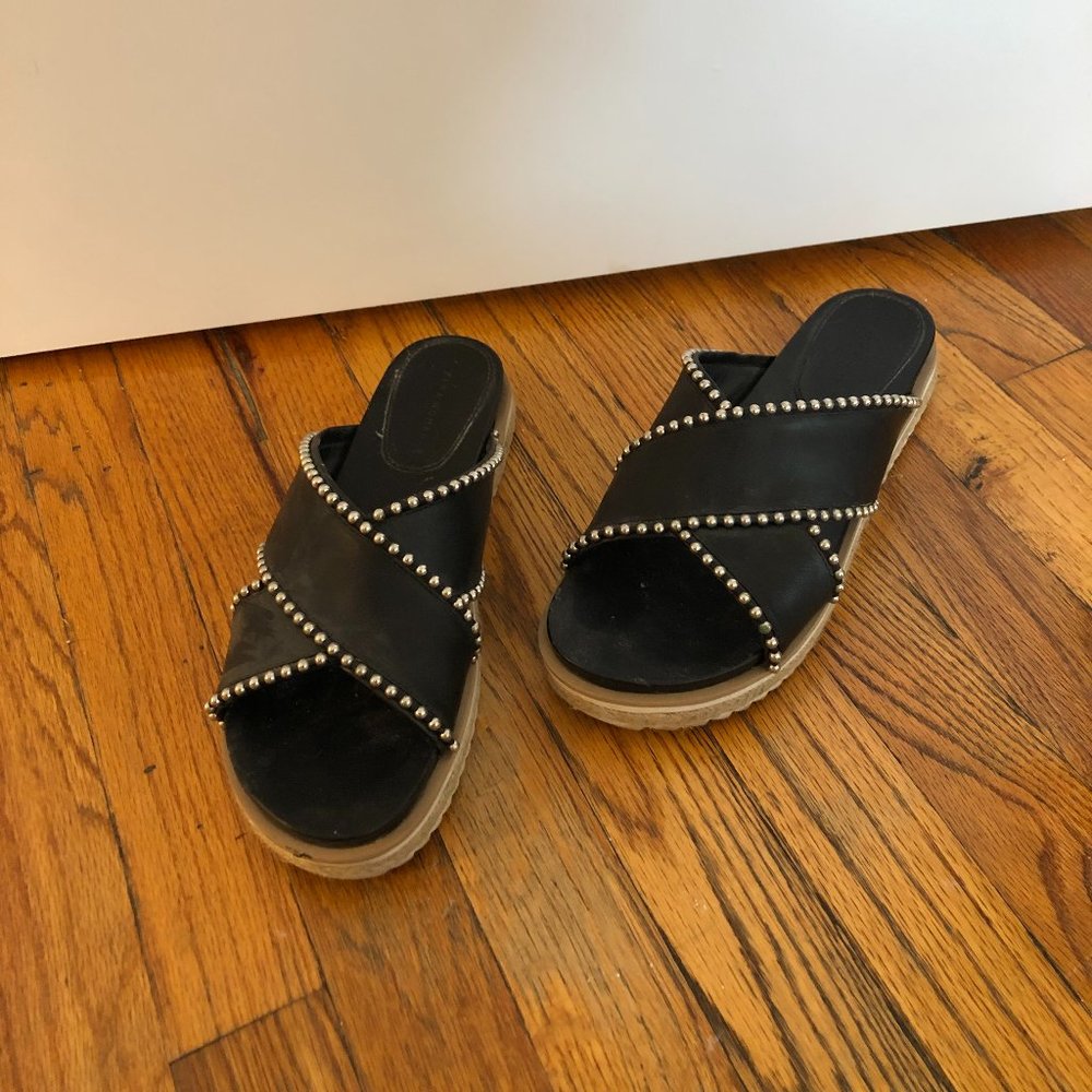 Zara Studded Leather Espadrille Slides